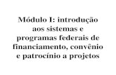 Introdução aos sistemas e programas federais de financiamento, convênio e patrocínio a projetos