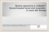 Sylvia Croese - A Governação Da Cidade De Luanda (O Caso Do Zango), 14 setembro 2012