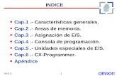 1 ÍNDICE INDICE Cap.1.- Características generales. Cap.2.- Areas de memoria. Cap.3.- Asignación de E/S. Cap.4.- Consola de programación. Cap.5.- Unidades.