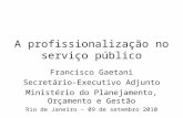 A profissionalização no serviço público Francisco Gaetani Secretário-Executivo Adjunto Ministério do Planejamento, Orçamento e Gestão Rio de Janeiro –