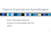 1 Tópicos Especiais em Aprendizagem Prof. Reinaldo Bianchi Centro Universitário da FEI 2007.