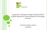 O papel das Instituições da Rede Federal de EPCT na Rede Nacional de Desenvolvimento de Tecnologia Assistiva Andréa Poletto Sonza Jul/2013.