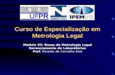 Curso de Especialização em Metrologia Legal Módulo 03: Bases de Metrologia Legal Gerenciamento de Laboratórios Prof. Ricardo de Carvalho Reis.