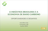 A INDÚSTRIA BRASILEIRA E A ECONOMIA DE BAIXO CARBONO OPORTUNIDADES E DESAFIOS Hamilton Ida Camaçari, BA Junho 2010.