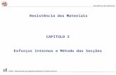 CAPITULO 3 Esforços Internos e Método das Secções Resistência dos Materiais DEMGi - Departamento de Engenharia Mecânica e Gestão Industrial Resistência.