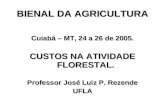 BIENAL DA AGRICULTURA Cuiabá – MT, 24 a 26 de 2005. CUSTOS NA ATIVIDADE FLORESTAL. Professor José Luiz P. Rezende UFLA.