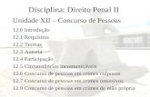 Disciplina: Direito Penal II 12.0 Introdução 12.1 Requisitos 12.2 Teorias 12.3 Autoria 12.4 Participação 12.5 Circunstâncias incomunicáveis 12.6 Concurso.