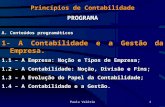 Paula Valério1 Princípios de Contabilidade PROGRAMA A.Conteúdos programáticos 1- A Contabilidade e a Gestão da Empresa. 1.1 – A Empresa: Noção e Tipos.