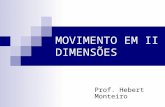 Prof. Hebert Monteiro MOVIMENTO EM II DIMENSÕES. Introdução Até hoje definimos as três quantidades cinemáticas: posição, velocidade vetorial e aceleração.