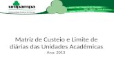 Matriz de Custeio e Limite de diárias das Unidades Acadêmicas Ano: 2013.