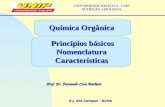 S.J. dos Campos - Dutra Prof. Dr. Fernando Cruz Barbieri UNIVERSIDADE PAULISTA - UNIP NUTRIÇÃO e BIOLOGIA Química Orgânica Princípios básicos Nomenclatura.