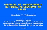 Tolmasquim1 POTENCIAL DE APROVEITAMENTO DE FONTES ALTERNATIVAS NO BRASIL Mauricio T. Tolmasquim CENERGIA – COPPE Centro em Economia Energética e Ambiental.