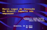 1 Marco Legal da Inovação no Brasil: impacto nas empresas Walkyria M. Leitão Tavares Consultora Legislativa da Câmara dos Deputados Brasília, 26 de maio.