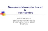 Desenvolvimento Local & Territórios Juarez de Paula Gerente da Unidade de Desenvolvimento Local SEBRAE.