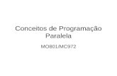 Conceitos de Programação Paralela MO801/MC972. 3 origens para threads Task –Diferentes atividades atribuidas à diferentes threads Data –Muitas threads.