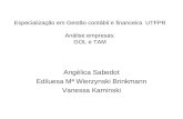 Especialização em Gestão contábil e financeira UTFPR Análise empresas: GOL e TAM Angélica Sabedot Ediluesa Mª Wierzynski Brinkmann Vanessa Kaminski.