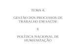 TEMA 4: GESTÃO DOS PROCESSOS DE TRABALHO EM SAÚDE E POLÍTICA NACIONAL DE HUMANIZAÇÃO.