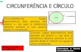 Circunferência: lugar geométrico dos pontos do plano, tal que a distância desses pontos a um ponto dado é constante. Círculo: lugar geométrico dos pontos.