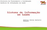 Sistema de Informação em Saúde Diretoria de Planejamento e Coordenação Gerência de Informações em Saúde Heloisa Côrtes Gallotti Peixoto.