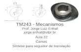 TM243 - Mecanismos Prof. Jorge Luiz Erthal jorge.erthal@ufpr.br Aula 22 Cames Síntese para seguidor de translação.
