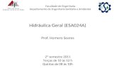 Hidráulica Geral (ESA024A) Prof. Homero Soares 2º semestre 2011 Terças de 10 às 12 h Quintas de 08 às 10h Faculdade de Engenharia Departamento de Engenharia.