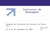 Contratos de Resseguro Cotação de Contratos de Excesso de Danos (XL) 27 & 28 de Setembro de 2007.