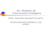 Os Modelos de Crescimento Endógeno PROF. GIÁCOMO BALBINOTTO NETO TEORIA MACROECONÔMICA II [A] UFRGS.
