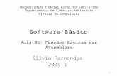 Software Básico Silvio Fernandes 2009.1 Universidade Federal Rural do Semi-Árido Departamento de Ciências Ambientais Ciência da Computação Aula 06: Funções.