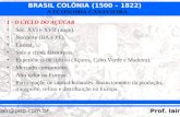 BRASIL COLÔNIA (1500 – 1822) Prof. Iair iair@pop.com.br A ECONOMIA CANAVIEIRA 1 - O CICLO DO AÇÚCAR Séc. XVI e XVII (auge). Nordeste (BA e PE). Litoral.