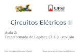 Circuitos Elétricos II Prof. Humberto Mendes Mazzini Departamento de Engenharia Elétrica Aula 2: Transformada de Laplace (T.L.) - revisão.