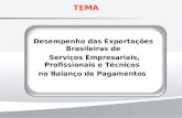 TEMA Desempenho das Exportações Brasileiras de Serviços Empresariais, Profissionais e Técnicos no Balanço de Pagamentos.