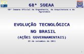 11 EVOLUÇÃO TECNOLÓGICA NO BRASIL NO BRASIL (AÇÕES GOVERNAMENTAIS) 29 de setembro de 2011 68ª SOEAA 68ª Semana Oficial da Engenharia, da Arquitetura e.