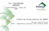 Linhas de Financiamento do BNDES Ricardo Cunha da Costa DEGAP - Departamento Petróleo, Gás e Outras Fontes 1a. Convenção ABEGÁS Florianópolis – março de.