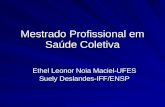Mestrado Profissional em Saúde Coletiva Ethel Leonor Noia Maciel-UFES Suely Deslandes-IFF/ENSP.