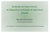 1 Sindicato de Supervisores do Magistério no Estado de São Paulo - APASE – S essão de Estudos 25 de fevereiro de 2011 Coordenação: Profa. Maria Claudia.