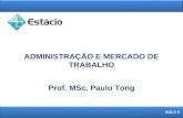 ADMINISTRAÇÃO E MERCADO DE TRABALHO 1 AULA 5 Prof. MSc. Paulo Tong.
