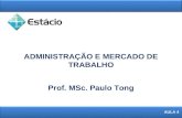 ADMINISTRAÇÃO E MERCADO DE TRABALHO 1 AULA 4 Prof. MSc. Paulo Tong.
