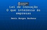 Lei de Inovação O que interessa às empresas Denis Borges Barbosa.