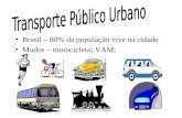 Transporte Público Urbano1 Brasil – 80% da população vive na cidade Modos – motocicleta; VAM;