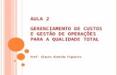 AULA 2 GERENCIAMENTO DE CUSTOS E GESTÃO DE OPERAÇÕES PARA A QUALIDADE TOTAL Prof. Glauce Almeida Figueira