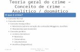 Teoria geral do crime – Conceito de crime – Analítico / dogmático O que é crime? Conceito formal Conceito material Conceito metajurídico Relativista (admite.
