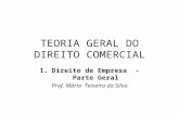 TEORIA GERAL DO DIREITO COMERCIAL 1.Direito de Empresa - Parte Geral Prof. Mário Teixeira da Silva.