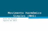 Movimento Harmômico Simples (MHS) Aula de Física Agosto de 2013.
