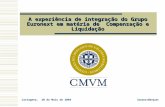A experiência de integração do Grupo Euronext em matéria de Compensação e Liquidação Cartagena, 20 de Maio de 2004Susana Marques.