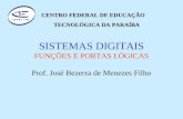 SISTEMAS DIGITAIS FUNÇÕES E PORTAS LÓGICAS Prof. José Bezerra de Menezes Filho CENTRO FEDERAL DE EDUCAÇÃO TECNOLÓGICA DA PARAÍBA TECNOLÓGICA DA PARAÍBA.