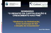 SEMINÁRIO O DESAFIO DA CAPITALIZAÇÃO E CRESCIMENTO NAS PME Dinâmicas na Globalização, Crise na Europa do Sul e Desafio do Crescimento José Félix Ribeiro.