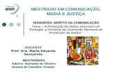MESTRADO EM COMUNICAÇÃO, MEDIA E JUSTIÇA SEMINÁRIO: DIREITO DA COMUNICAÇÃO Tema: A Protecção de dados pessoais em Portugal: a Doutrina da Comissão Nacional.