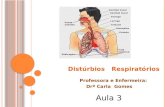 Distúrbios Respiratórios Professora e Enfermeira: Drª Carla Gomes Aula 3.