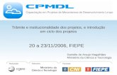 Trâmite e institucionalidade dos projetos, e introdução em ciclo dos projetos 20 a 23/11/2006, FIEPE Danielle de Araujo Magalhães Ministério da Ciência.