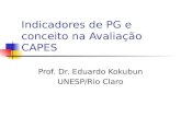 Indicadores de PG e conceito na Avaliação CAPES Prof. Dr. Eduardo Kokubun UNESP/Rio Claro.
